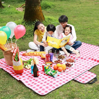 Picnic Blanket and Foldable Camping Mat for Outdoor Use, Waterproof Mat with PVC Layer, Gingham Check Picnic Mat, Lightweight Camping Blanket