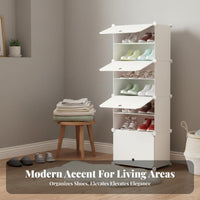 Minimalist Design Plastic Shoe Rack Space Saving DIY Shoe Cabinet Easy to Assemble Interlocking Plastic Organizer Adjustable Compartments for Families, Homeowners, Entryway, Bedroom, Hallway, Dorm Room