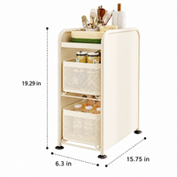3 Tier Kitchen Countertop Organiser, Pull-Out Spice Rack, Knife & Chopstick Holder, Carbon Steel Storage, 16cm x 40cm x 49cm