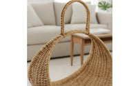 Sofa Side Storage Rack Sturdy Frame Rattan Basket Stand Biodegradable Resources Household Organizer for Living Room