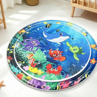 Marine Animal Water Play Mat Thickened Inflatable Water Mat Sealed Baby Splash Pad Smooth Vinyl for Tummy Time, Crawling Practice