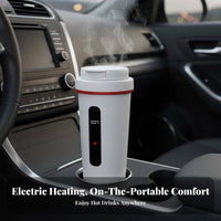 Electric Car Kettle Anti-Scald Design 12V/24V Hot Water Boiler 304 Stainless Steel Liner Car Heating Cup for Journeyers, Commuters, Road Trip, Camping