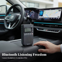 Rechargeable Frequency Modulation & AM/AM Bluetooth Radio Automatic Scanning and Pre-Programmed Stations Digital AM/frequency Modulation & AM Receiver TF Card Support MP3 Player USB-C Charging for Commuters, Travelers, Outdoor Enthusiasts, in-Vehicle Use
