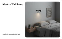 Independent Switches Bedside Wall Reading Lamp Focused Beam Bedside Reading Light Modern Design Headboard Lamp with Switch Backlight Feature for Readers, Students, Hotel Guests, Bedroom, Study, Dorm Room
