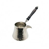 Hammered Turkish Coffee Pot Traditional Cezve Curved Spout Ibrik Silver-Colored