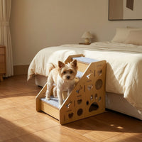 Wooden Pet Staircase Carpeted Dog Steps with Carpet Sturdy Furniture for Older Pets, Sofa