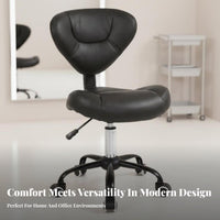 Cushioned Seat Adjustable Swivel Stool with Backrest Ergonomic Design Adjustable Low-Back Task Stool Rolling Casters Indoor Seating Easy to Clean for Salon Technicians, Office Workers, Reception Area, Study Room, Medical Facility, Workshop