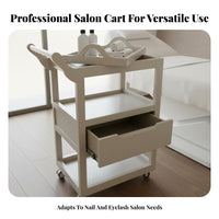 Wooden Cosmetic Studio Trolley Sturdy Wood Construction Mobile Nail Specialist Storage Cart Salon Trolley Cart Multi-Functional