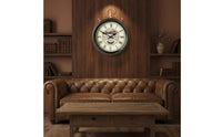 Pocket Watch Clock Crackle Texture Vintage Wall Clock Decorative Timepiece for Living Room