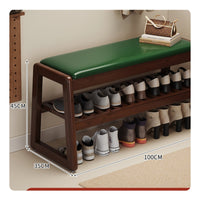 Comfortable Cushion Bamboo Entryway Bench Sturdy Construction Padded Shoe Storage Bench Polished Rounded Edges Padded Seat Shoe Rack Easy to Clean for Families, Mudroom, Hallway, Small Areas