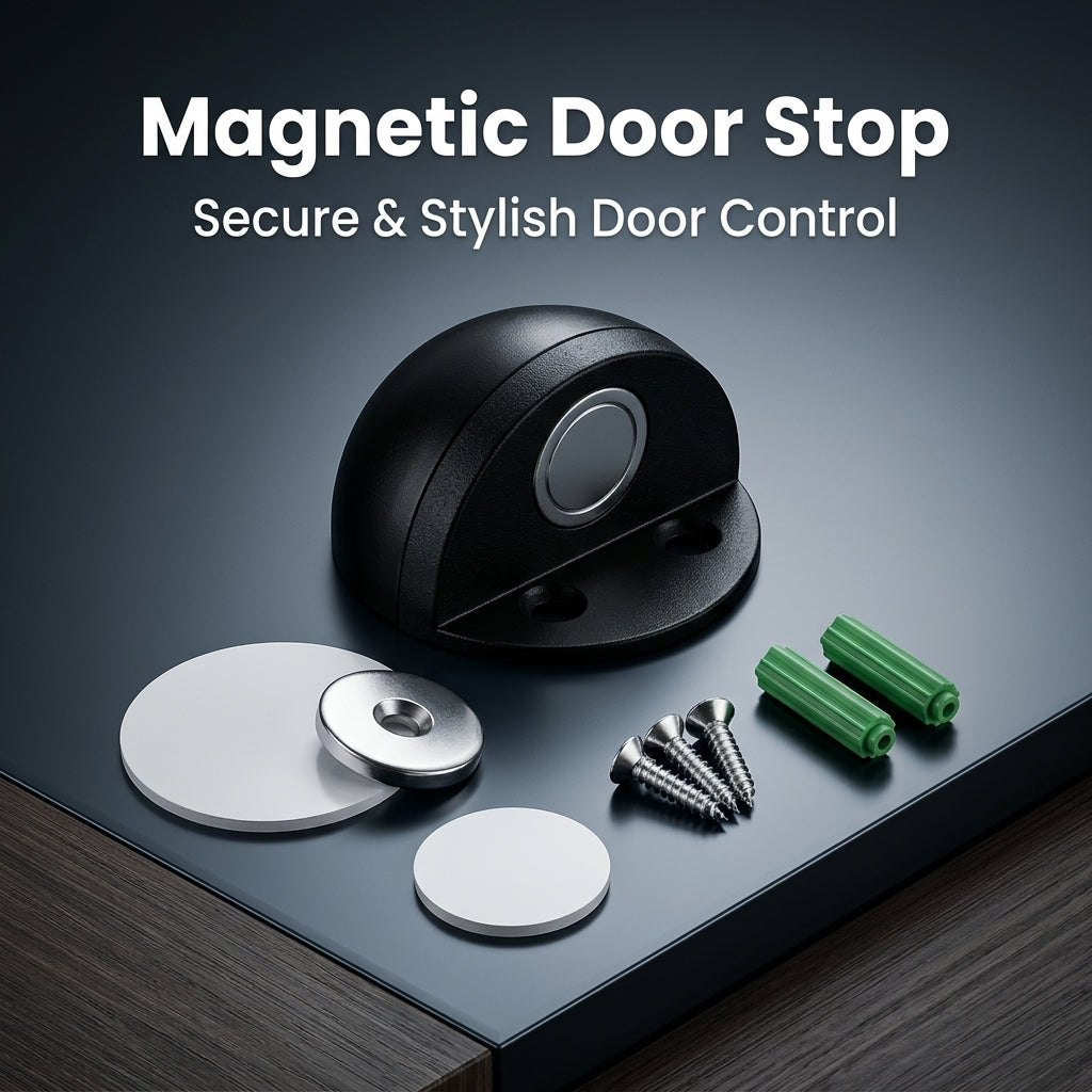 Floor Mounted Door Stopper for Home, Stainless Steel No Drill Catch for Glass Heavy Duty Holder , Brushed Gold Finish