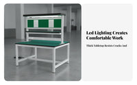 Anti Workbench Double-Sided Design Packing Station Table Included Lighted Assembly Table for Factory Workers, Warehouse