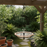 Hanging Solar Bird Bath Decorative Garden Decor for Balcony, Yard