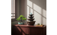 Decorative Ball Top Tabletop Water Fountain Easy to Use Tabletop Fountain Soothing Sound Table Ornament Stone Look for Shop Opening, Entryway, Office