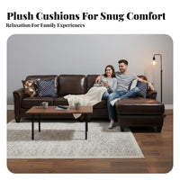 Brown Leather Two-Seater North American Country design Living Room Furniture Oil-Waxed Finish Couch for Apartment Dwellers, two people, Study, Office, Bedroom