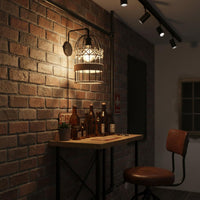 Birdcage Lampshade Rustic Charm Rope Lamp Cage Retro Iron Rope Light Shade for Restaurant, Cafe