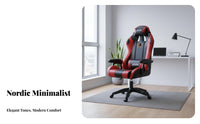 Reclining Ergonomic Chair with Pillows Minimalist Design Gaming Seat Reclinable Retractable Footrest for Study Room, Relaxing