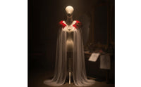 Shoulder Cape with Feathers Feathered Gothic Cape with Cranium Transparent Capelet for Cosplayers, Entertainers