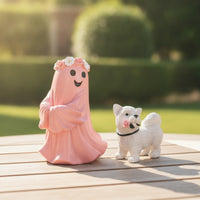 Specter Figurine with Dog Spooky Tabletop Decor Decorative for Mantel