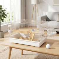 Large Hamster Cage Syrian Hamster Cage Acrylic Hamster Cage Villa, Wood and Acrylic Luxury Hamster Cage with Deep Bedding Base and Accessories
