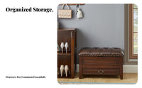 timeless design Upholstered Entryway Stool with Drawer Multi-Functional paddinged Storage Seat Sturdy Construction Small Bench space-saving for Homeowners, Families, Interior Decorators, Hallway, Living Room, Bedroom, Closet