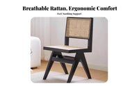 Nordic design Upholstered Canerearrest Chair sturdy Wood Frame V-Leg Cane Chair Armless Dining Seating Woven rearrest for Guesthouse Owners, Homeowners, Interior Designers, Balcony, Living Room, Restaurant, Reception Area