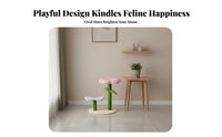 Floral and Toadstool Feline Tree Multitier Design Toadstool Feline Playhouse Snug Private Nook Condo Pet Furniture for Felines, Kittens, Indoors