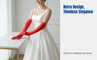 Long Satin-Feel Stretch Gloves, Vintage Party Cosplay, Women's Bridal Dress Accessory