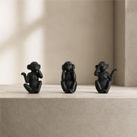 3 Pieces Monkey Figurine Resin Monkey Statue Decorative Tabletop Decor for Shelf, Cabinet, Office