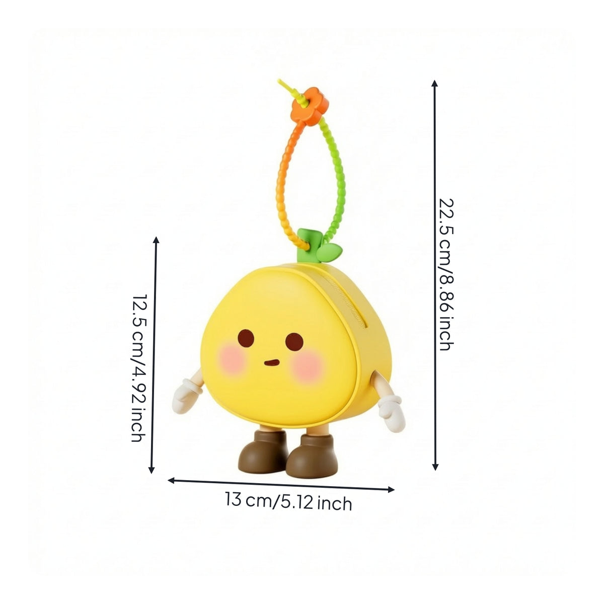 Cute Cartoon Pomelo Pouch Zippered Silicone Mini Pouch Portable Mini Currency Purse Compact for Backpack