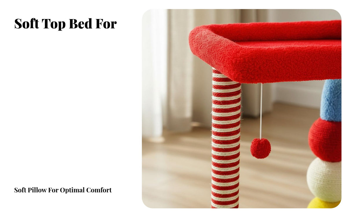 Scratching Posts U-Shaped Climbing Frame Space-Saving Feline Furniture Colorful Design Activity Hub Comfortable Perch for Indoors, Living Room, Bedroom, Home