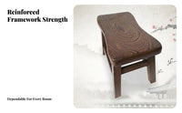 Long-Lasting Chicken Feather Wood Stool Curved Seat Backless Wooden Stool Handmade Household Furniture Easy to Clean for Adults, Families, Homeowners, Living Room, Entryway, Bedroom, Breakfast Nook