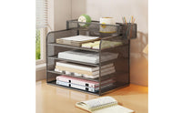 Desktop Organizer with Pen Holder 4-Tier Desk Organizer with Pen Holders Comprehensive Mesh Document Holder for Professionals, Classroom