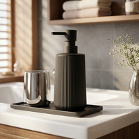 Ribbed Pump Bottle Dispenser Compact Plastic Pump Bottle Minimalist Soap Dispenser BPAsafe for Minimalists, Guest Room
