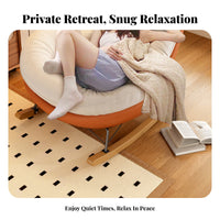 Ergonomic Design Eggshell Rocking Chair Stable and Safe Rocker Luxurious Cushioning Household Furniture Wide Seat for Homeowners, Book Lovers, Living Room, Balcony, Reading Nook, Leisure Area