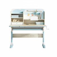 Children's Writing Table with Hutch Ergonomic Desk and Chair Set Height Adjustable Learning Desk Student Writing Table with Hutch Steel Frame with Storage Suitable for Study Room Homework School