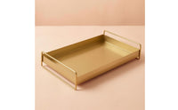 Rectangular Serving Tray Easy to Clean Golden-Hued Grip Tray Spill Resistant