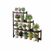 Multi-Layer Design Tiered Plant Stand Stable Structure Wooden Flower Shelf Polished Rounded Corners Stepped Plant Rack Sturdy Construction for Gardeners, Homeowners, Balcony, Indoor, Living Room, Outdoor