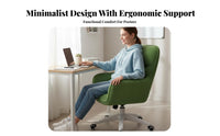 Height Adjustable Upholstered Rolling Chair High Back Support Upholstered Rolling Armchair Ergonomic Design Office Furniture Easy Assembly for Students, Gamers, Adults, Dormitory, Study Room, Bedroom, Makeup Vanity