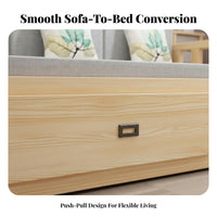 Wooden Sofa Bed with Storage Space Saving Folding Sofa Bed Versatile-Use Convertible Daybed with Drawers for Small Apartment Dwellers, Hosts, Dorm