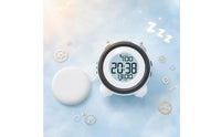 Large Digits Vibrating Alarm Timekeeper Vibration Pad Twin-Bell Bell Alarm Timekeeper White Timepiece