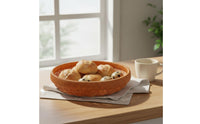 Round Woven Basket Versatile Imitation Rattan Bread Basket Smooth Edges Rattan Food Holder for Dining Table, Kitchen
