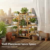 Bamboo Flower Rack Stable Structure Multi-Tier Plant Shelf Sturdy and Bamboo Ladder Shelf for Balcony, Living Room, Corner