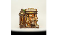 Tiny Coffee Shop Model Easy Assembly DIY Miniature House Detailed Instructions Assembled Dollhouse Scene for Desk