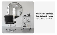 Triple-Shelf Rolling Trolley 360-Degree Rotating Casters Triple-Shelf Rolling Shelf Sleek Contemporary Design Storage Trolley for Beauticians