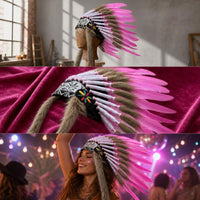Feather Headdress Costume Feather Headpiece One-Size Boho Headband for Dancers, Cosplayers, Stage Performance