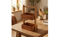 Desktop Organizer with Handle Compact Desk Organizer Shelf Space-Saving Two-Tier Storage Rack for Vanity, Washroom Counter