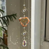 Crystal Prism Suncatcher, Heart Sun Catchers Indoor Window Rainbow Maker, 44cm Hanging Suncatcher for Good Energy Charm
