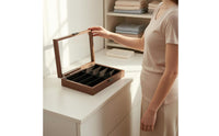 Black Walnut Wood Eyewear Organizer Vintage Design 8-Compartment Glasses Display Box 8-Compartment Glasses Storage Box Soft