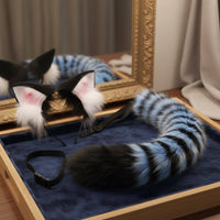 Cosplay Prop Soft Creature Ear Tail Costume Faux Plush Furry Ears and Tail Realistic Look Lifelike for Stage Performance, Dress up Party